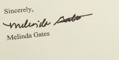 La signature de Melinda Gates