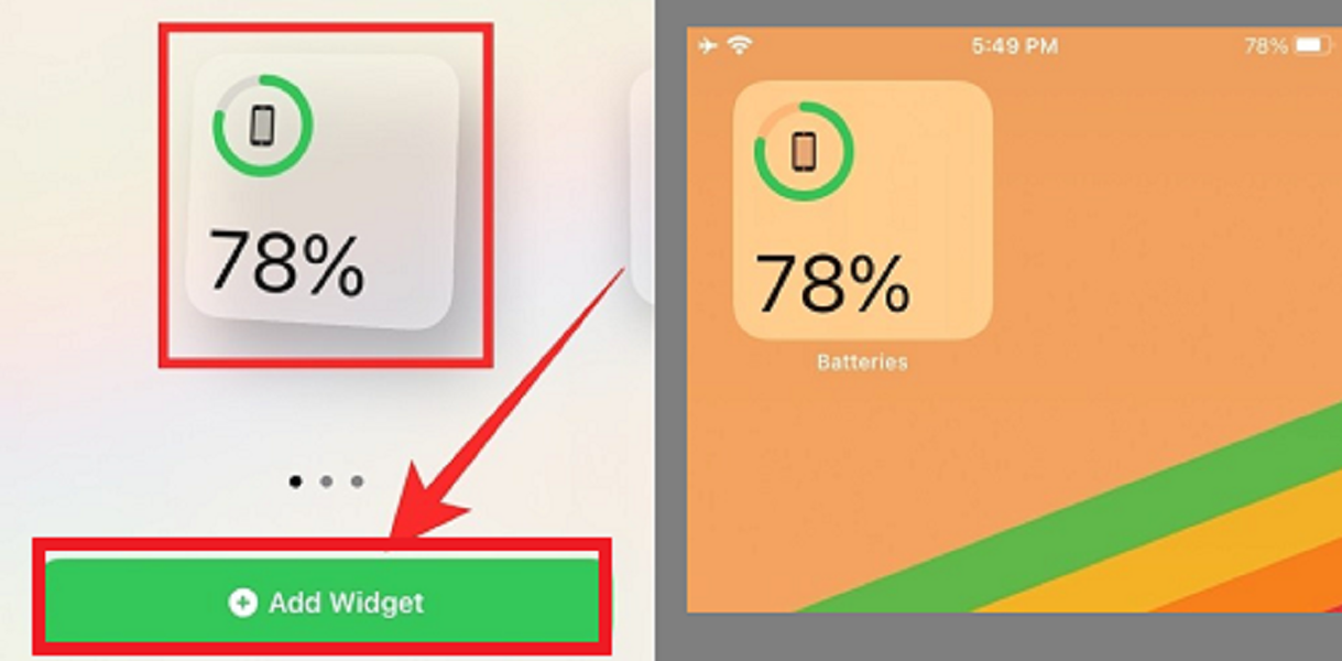 Montrer la proportion de batterie iPhone 12 en utilisant Widget