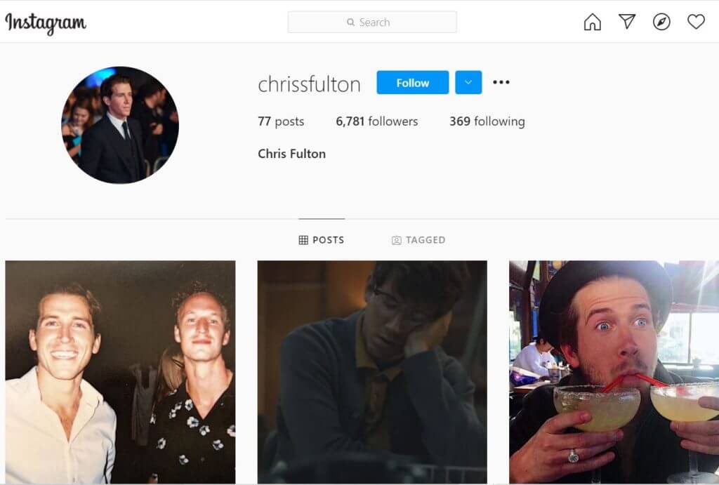 Le compte Instagram de Chris Fulton