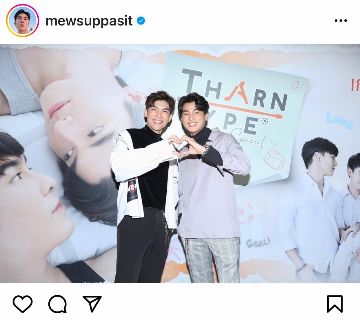 Mew Suppasit rajoute un poste Instagram afin de présenter le film TharnType