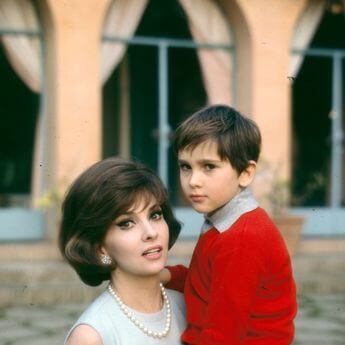 Gina Lollobrigida et son fils